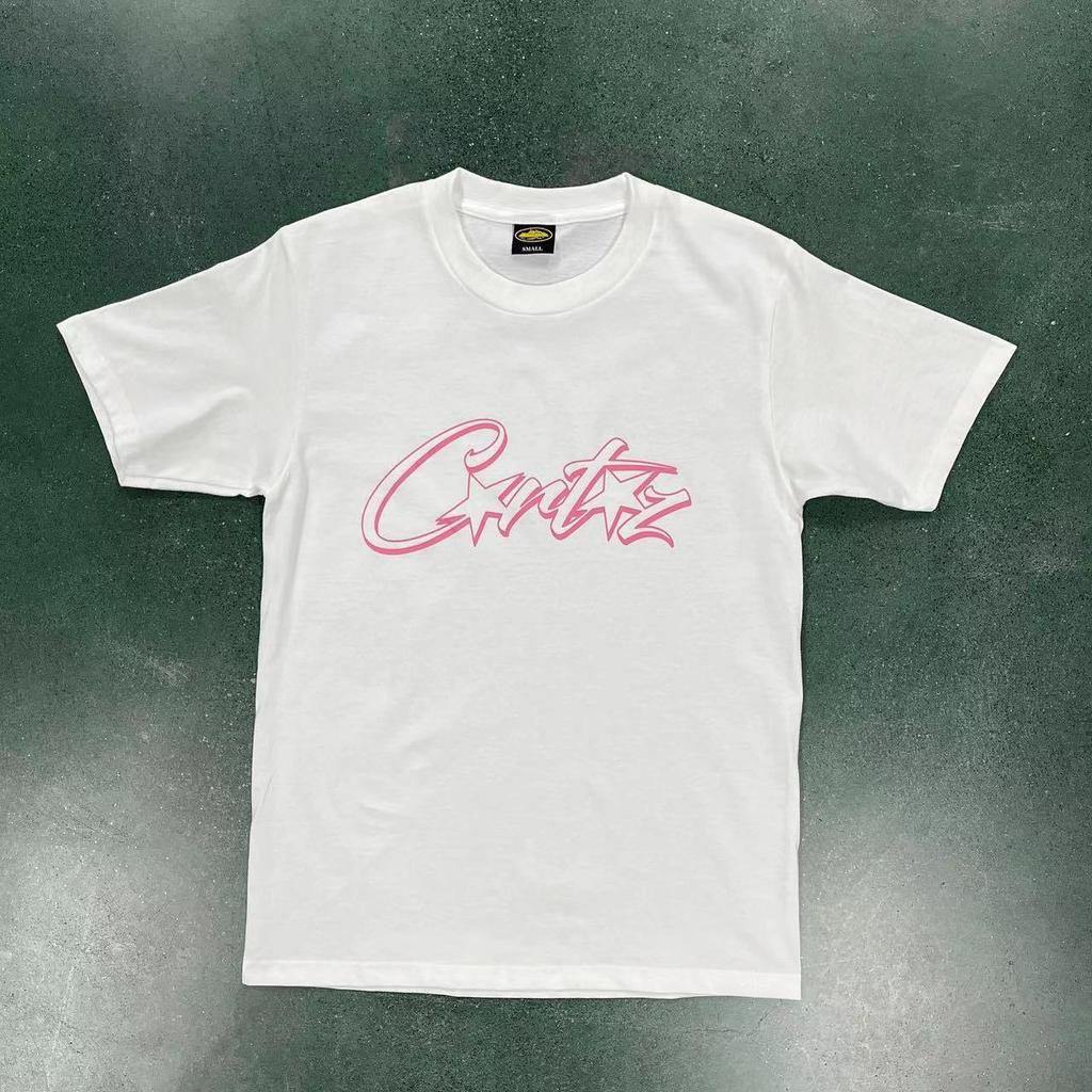 Unisex American Vintage Damen Locker Baumwoll-Tops High Street Hip Hop Buchstaben-Print Kurzarm T-Shirt Herren Sommer T-Shirts