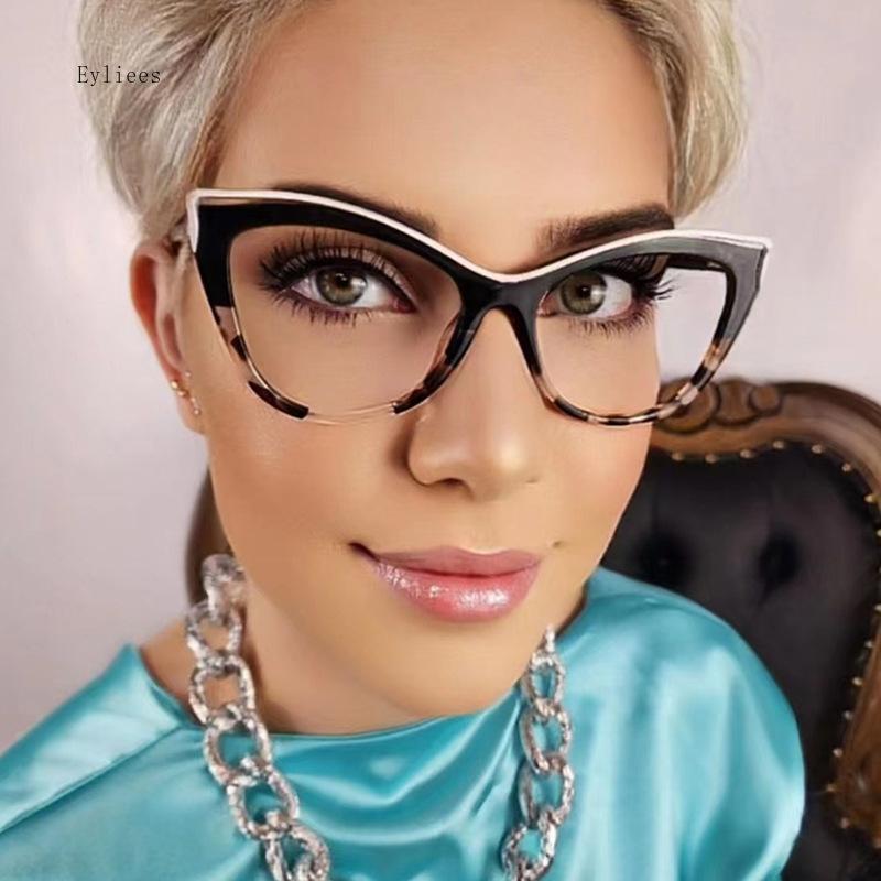 Women's Eyeglasses Trend Cateyes Sexy Flat Mirror TR90 Anti-blue Light Eyeglasses Frame Transparent Optical Computer Eyewear