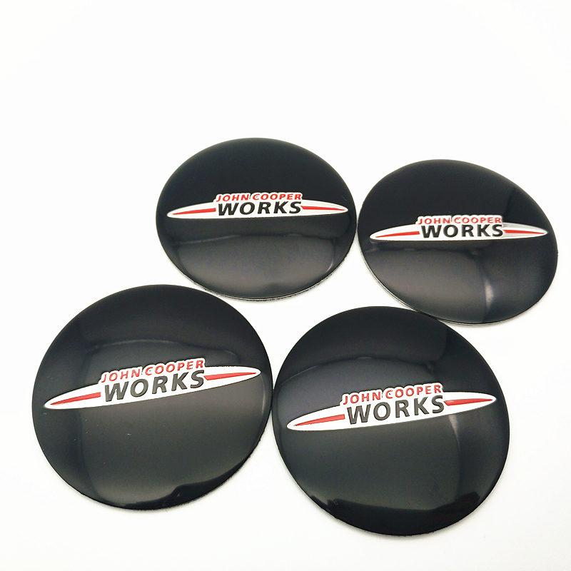 

4 pcs Car Wheel Centre Hub Caps Cover Sticker For JOHN COOPER WORKS Logo For MINI Cooper Clubman Cabrio Paceman R50 R52 jcw R55
