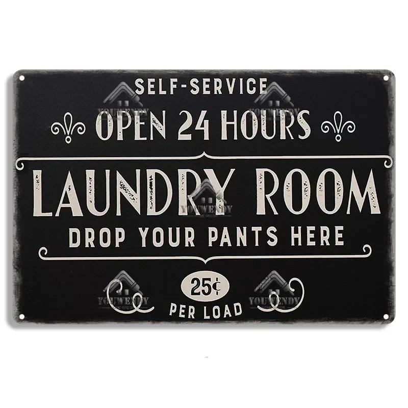 Laundry Sign Vintage Tin Sign, Metal Plaque, Retro Metal Sign, Wall Decor for Laundry Room