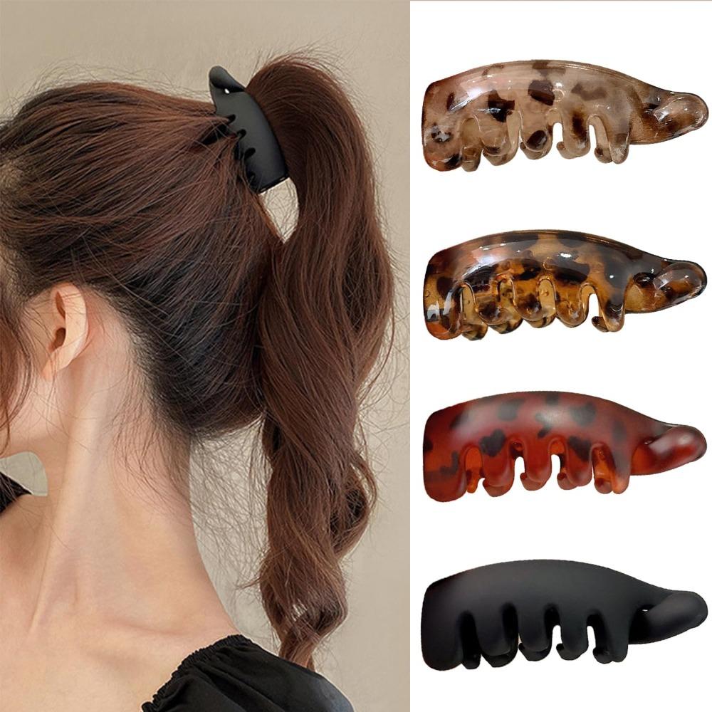 

12Pcs Leopard Print Matte Hair Claw Banana Hair Claw Clips Ponytail Fixing Artifact Hair Barrette Strong Hold Non Slip Clip