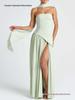 Chique Strapless Effen Kleur Maxi Jurk – Sexy Backless Design met Hoge Split