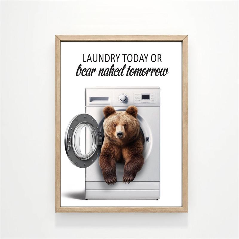 

Забавный постер на стену для прачечной с надписями и линиями, принт с животным в стиральной машине, холст для прачечной для украшения дома 21cm×30cm NoFrame