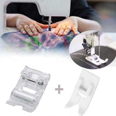 2pcs Roller Sewing Machine Presser Foot Plus Non-Stick Zigzag Presser Foot for Singer Brother Low Shank Sewing Machine