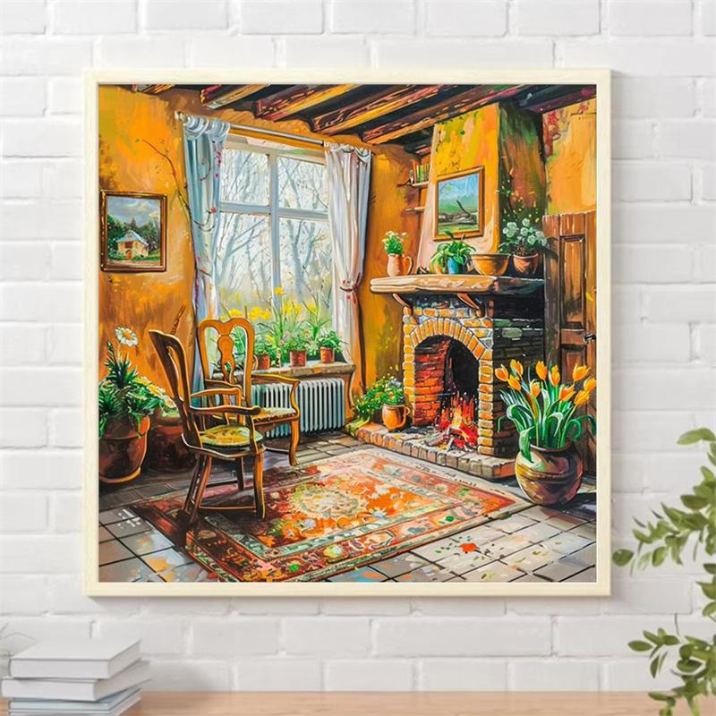5D DIY Full Round Drill Diamond Painting House Kit Home Decor Art 55x55cm Children Gifts New Year Gifts Adult Gifts