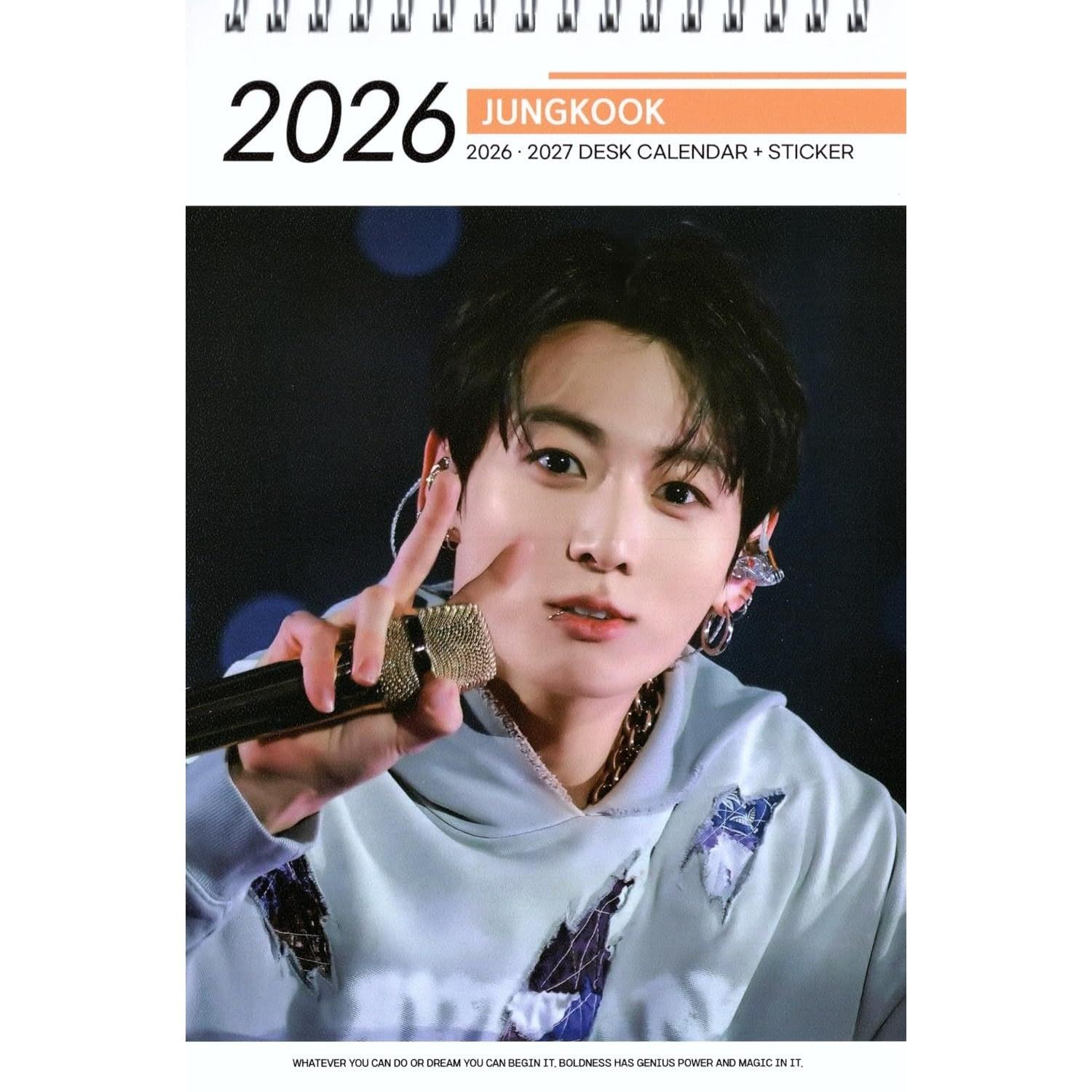 Jungkook goods desk calendar (photo collection) years) + sticker seal 12-piece set white