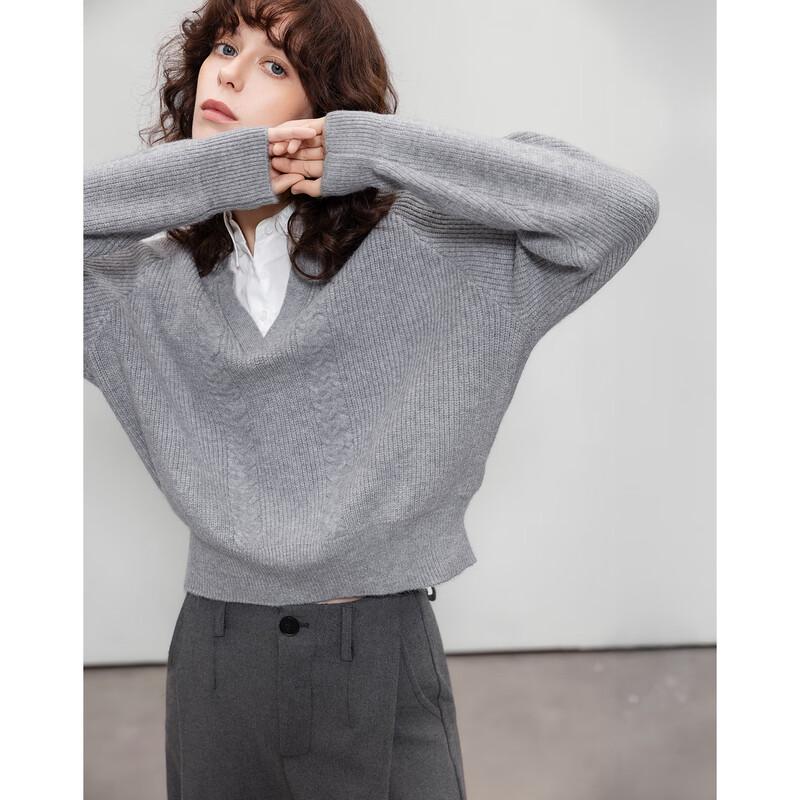 Demana Women's Spliced Color-Block Lapel Knit Sweater