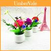Miniature Artificial Daisy Desktop Decor With Plastic Flower Pots For Home Office