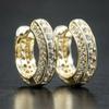 Huitan Small Round Hoop Earrings for Men/Women Shiny White Zirconia Simple Stylish Daily Wearable Earring Unisex Fashion Zircon