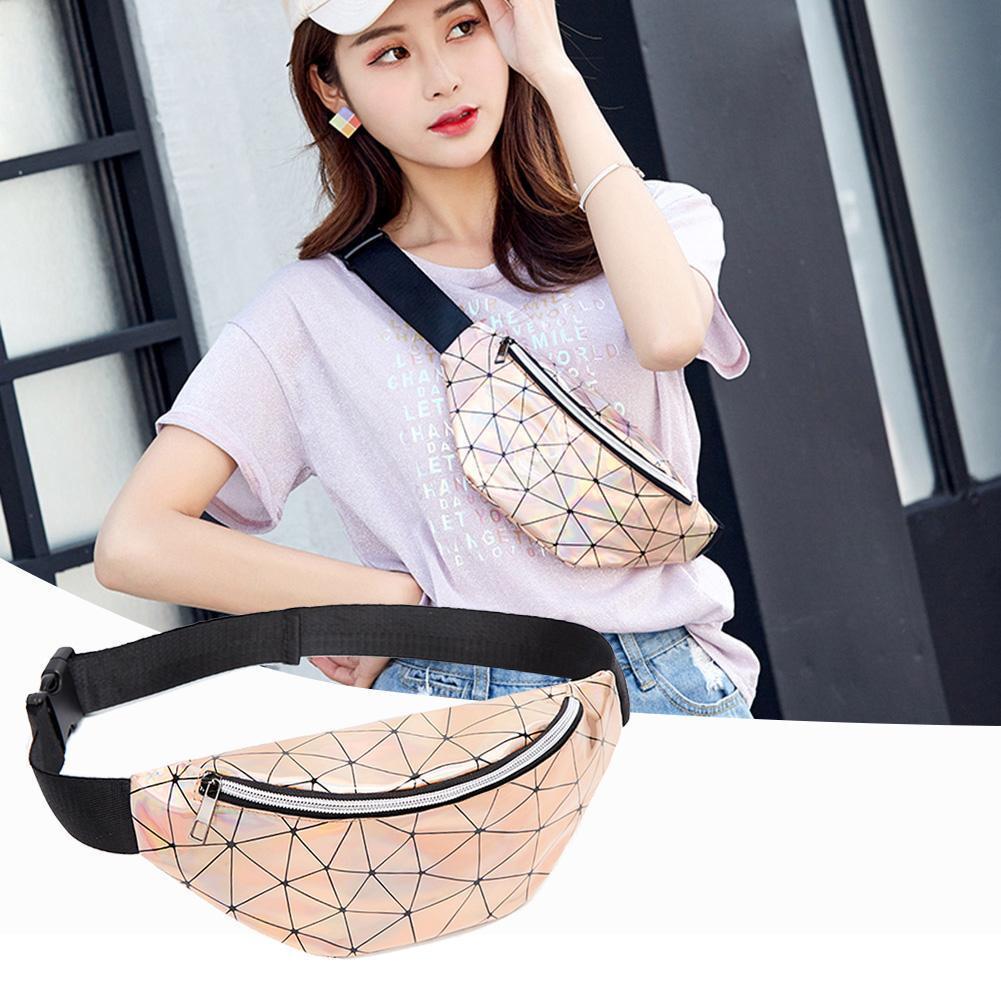 Elegant Geometric Holographic Waist Bags Stylish Fanny Belt Packs For Any Occasion