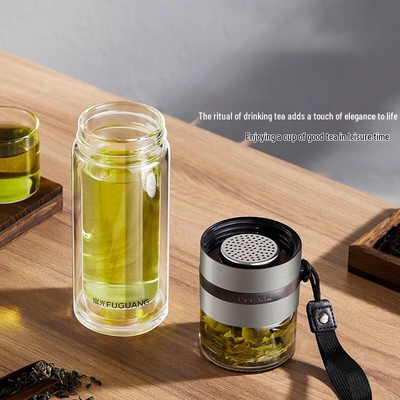 FUGUANG Platinum Tea Master Double-Layer Tea Infuser Glass Cup