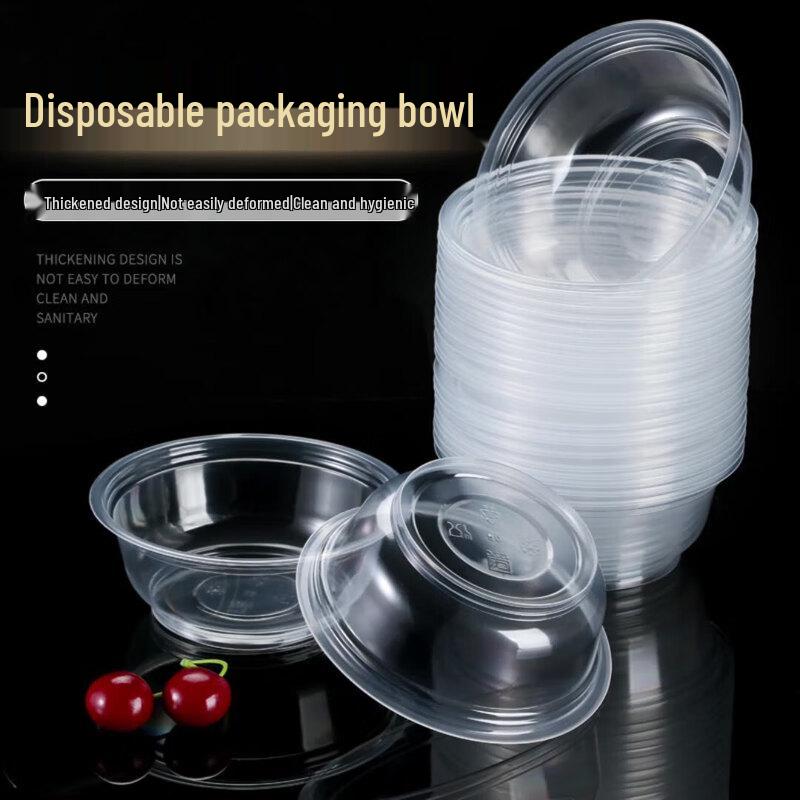 Disposable Round Plastic Takeout Bowl with Lid