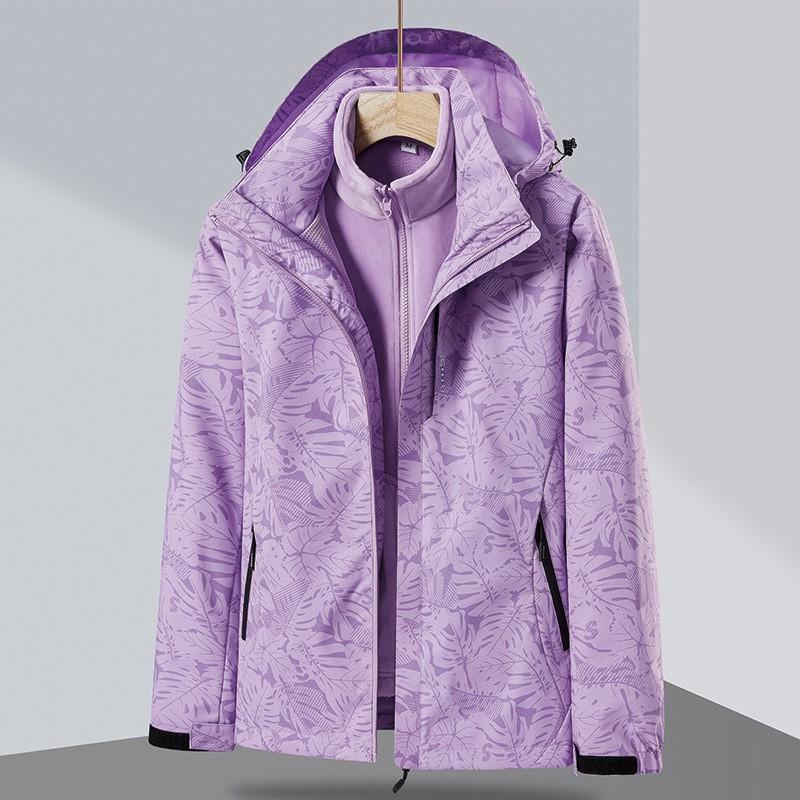 Mens Womens Camouflage 3-in-1 Detachable Winter Outdoor Jacket With Fleece Liner Windproof Waterproof Skiing Hiking
