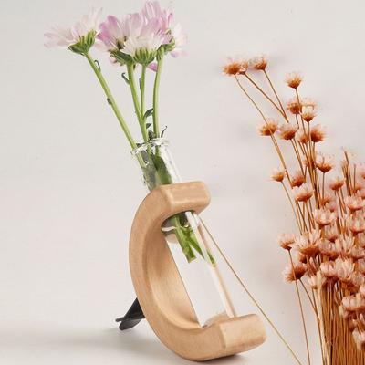 Test Tüpü Masif Ahşap Vazo Mini Bonsai Vazo Bitki Çiçek Kap Bitki Yetiştirme İstasyonu Mini Cam Araba Çiçek Vazo Araba Dekoru