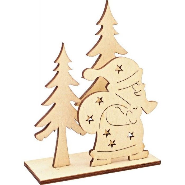 Objet décoratif - NC - Père Noël et sapins en bois - À assembler - À peindre - Intérieur