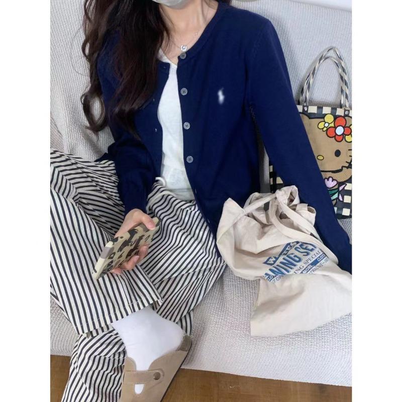 

Embroidered long-sleeved knitted cardigan top for women s early autumn wear with thin crew neck sweater jacket One size fits all [recommended 80-60kg]