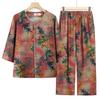 Elderly Women's Floral Print Summer Cardigan Set