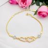 Double Heart Shape Cubic Zirconia Charm Bracelet, Love Bracelet for Women and Girls, Valentine's Day Gift