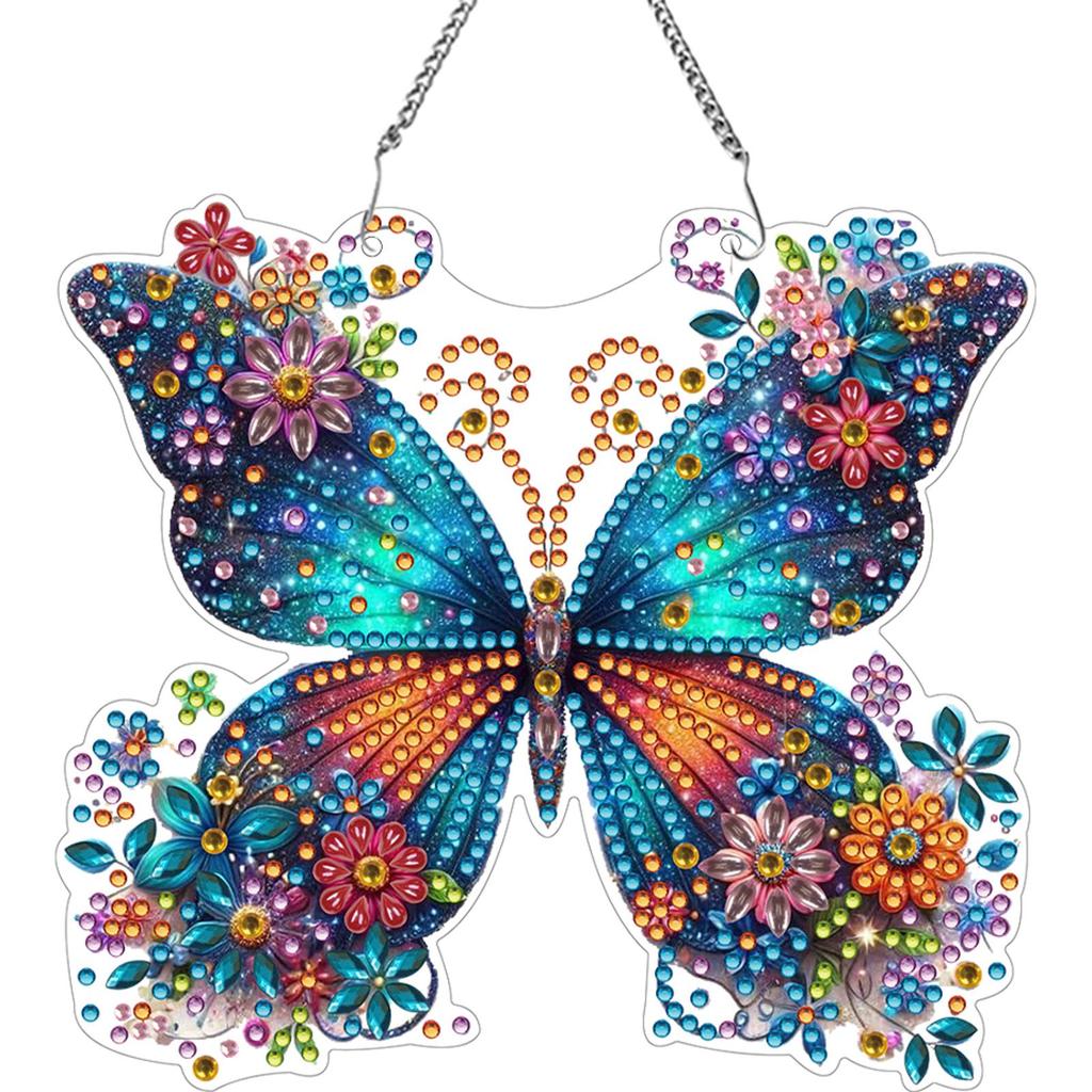Double Sided Acrylic Owl 5D DIY Diamond Painting Dots Pendant Rhinestone Diamond Art Pendants for Garden Window Decor