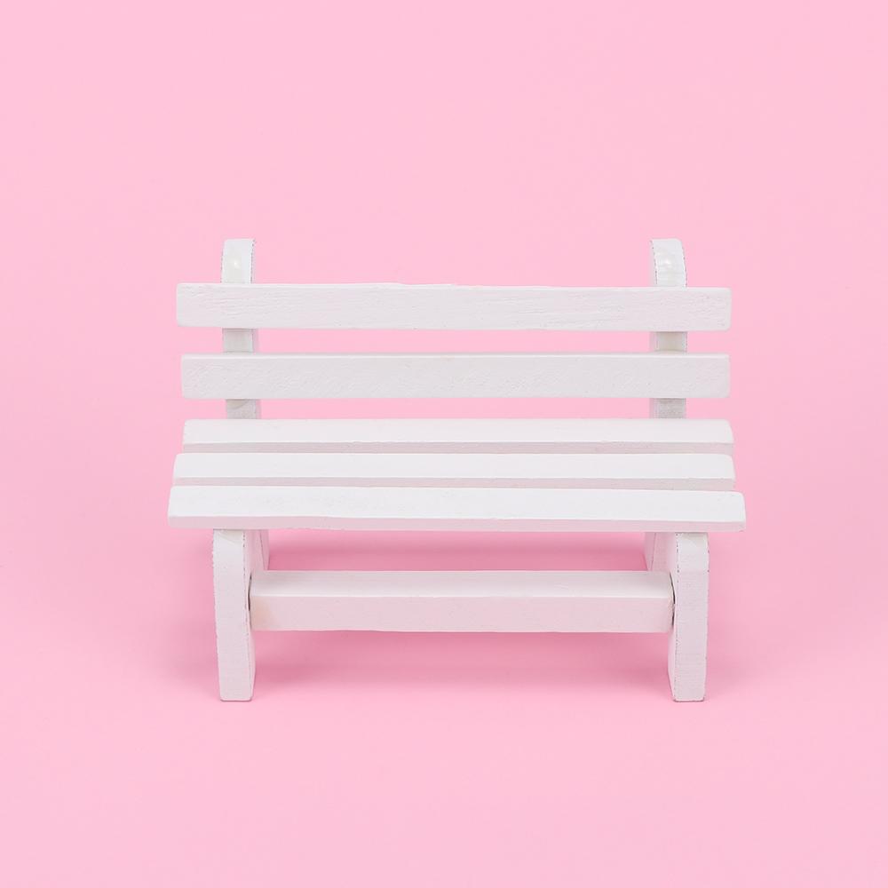 Wooden White Mini Chair Miniatures Stool Ornaments Figurines Decoration Crafts Garden Decor Dollhouse Furniture