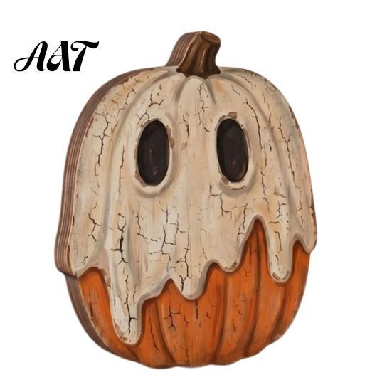 Atmospheric Retro Interior Ornaments Halloween Wooden Ornaments, Distressed Pumpkin/Cat Decorations, Desktop & Wall Unique Handcrafted Wood Decors for