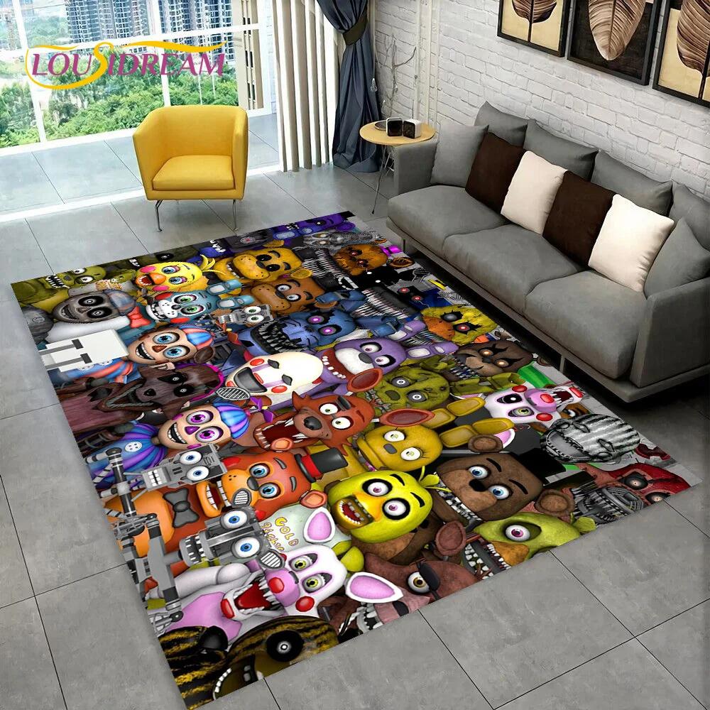 Horror Game FNAF Freddy Film Teppich Teppich für Zuhause Wohnzimmer Schlafzimmer Sofa Fußmatte Dekoration, Kinder Spielzimmer Teppich Rutschfeste Bodenmatte