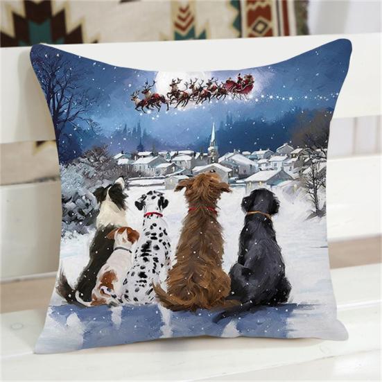 Throw Pillow Cover Xmas Theme Protective Single Side Printing Christmas Party Throw Cushion Cover Holiday Decoration Daily Use