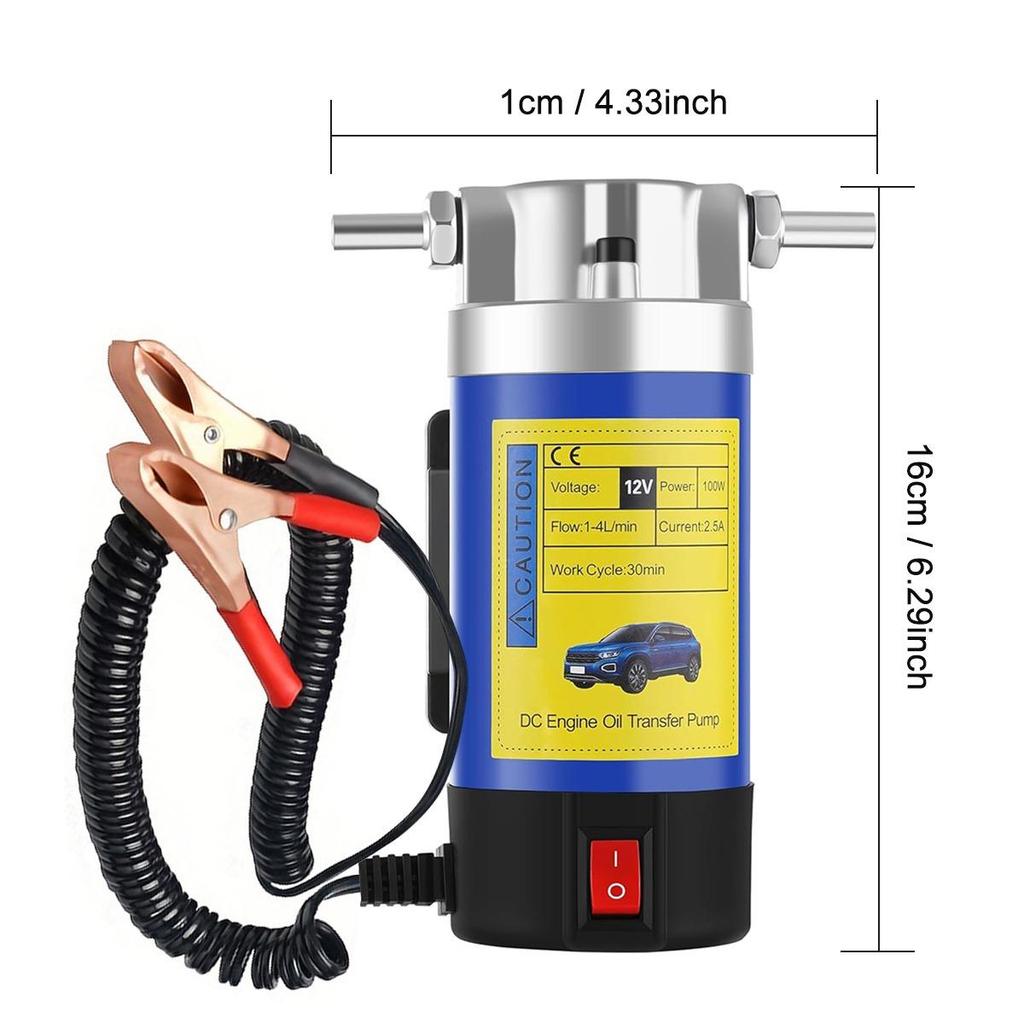 EAFC 12V Portable Fuel Pump - Metal Construction, 100W Car Electric Oil Extraction Transfer Pump