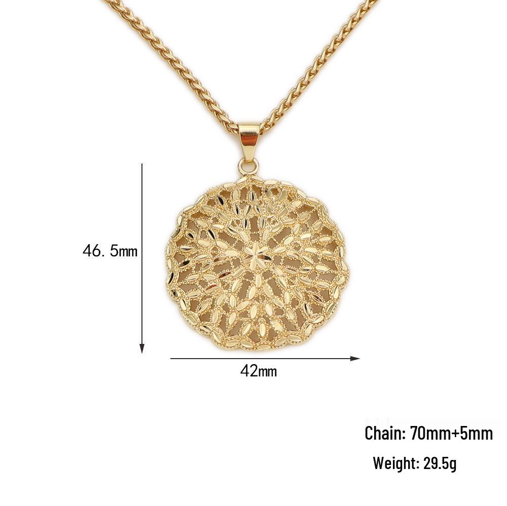 European & American Retro Brass Hollow Flower Pendant Necklace