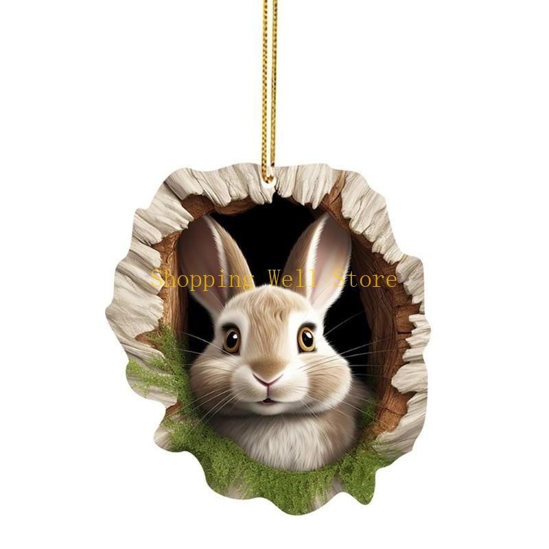 KX4B Easters Rabbit Decors Colorful Handmade Easters Ornament Acrylic Texture Suitable for Storefronts and Party Enthusiasts