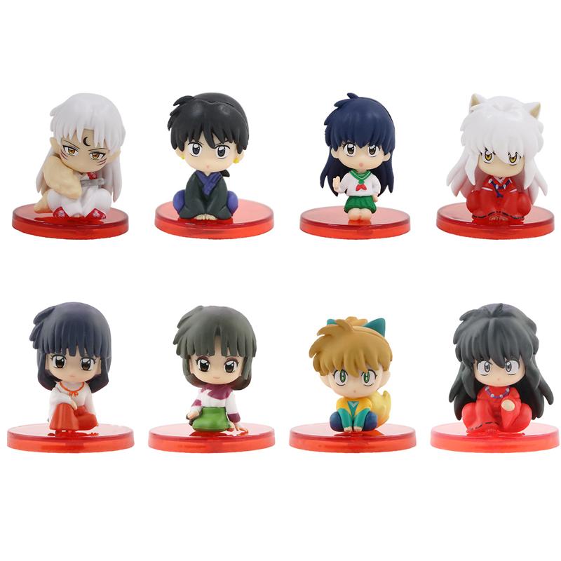 4 Pezzi/8 Pezzi/Set Inuyasha Seduto Q Version, Figura Anime Kagome Higurashi Kikyou Shippou Sango Giocattolo Action Figure in PVC Modello Bambola Regalo