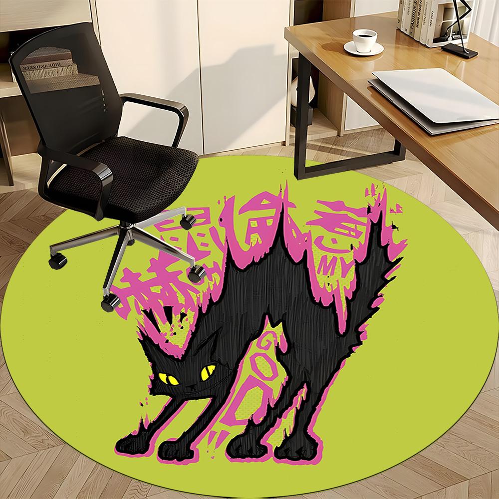 1pc Cat Artwork Office Round Area Rug,  Mat Suitable For Office, Under Office Chairs Bedroom Living Room Home Decor, Room Deco