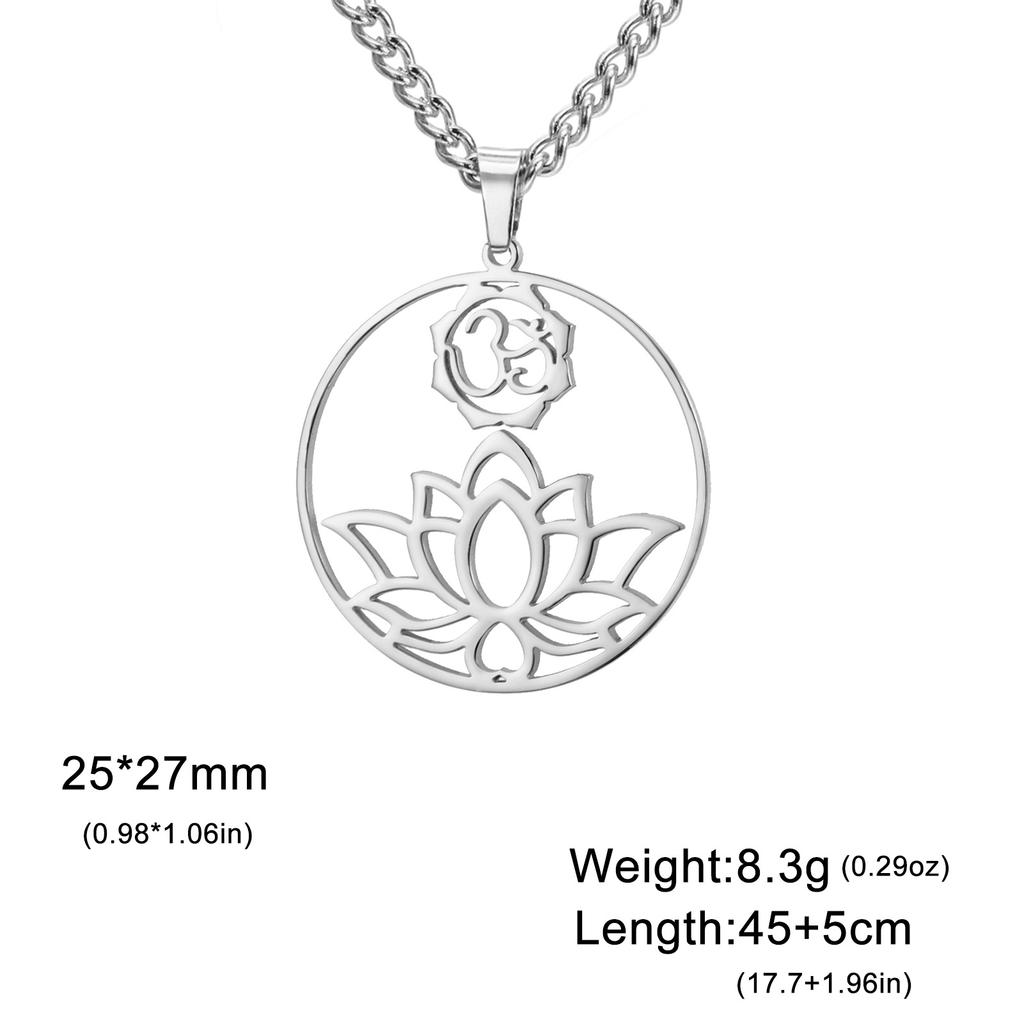 Lotus OM Yoga Pendant Necklace Titanium Steel Women's Jewelry Charm Necklace