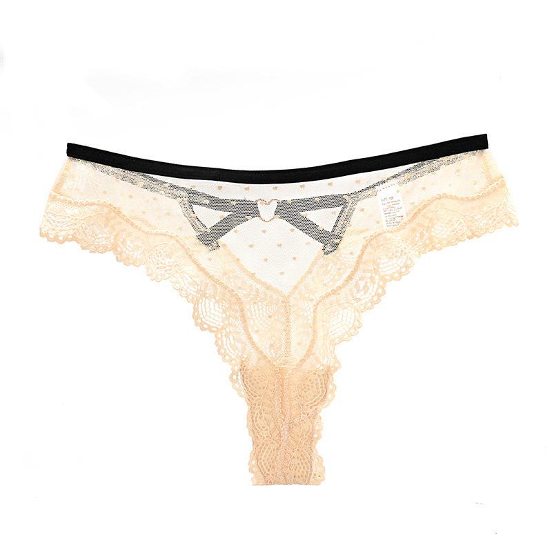 Sexy lace polka dot mesh thong hollow low waist T pants female temptation hip lift sexy panties