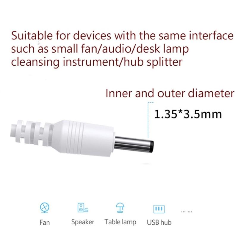Universal USB To DC3.5mm 1.35mm Power Cable 80cm For Portable Electronics Reliable Charging Cord