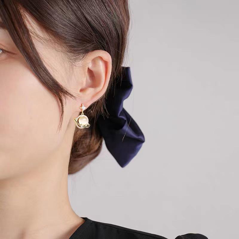 2024 Cat's Eye Stone Planet Stud Earrings, Trendy S925 Silver Needle for Women