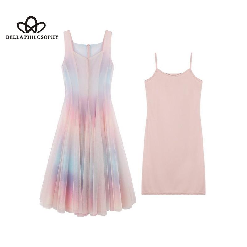 Buy Elegant Rainbow Strap Dress Women Korean Sleeveless Long Y2k Dress  Femme Casual Party Kawaii Dress Summer Women's Clothing at affordable  prices  free shipping, real reviews with photos  Joom