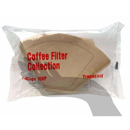 Kanae Paper Coffee Filters, KS, Trapezoidal Shape, 2-4 Cups, Pack of 100, Unbleached, Made in Japan, Brown