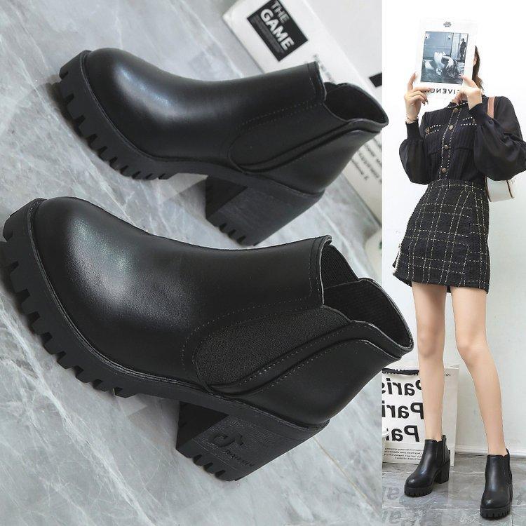 Fashion Classic short boots waterproof platform thick heel new autumn winter comfortable round toe high heels casual  women's boots