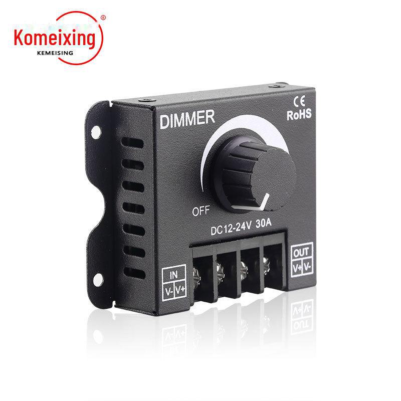 Stepless LED Dimmer Switch: DC12V-24V, 30A Brightness Control Knob