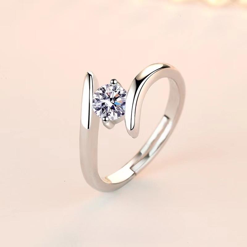 Copper Zircon Adjustable Engagement Rings For Women Wedding Elegant Jewelry Ladies Accessories Gifts R058