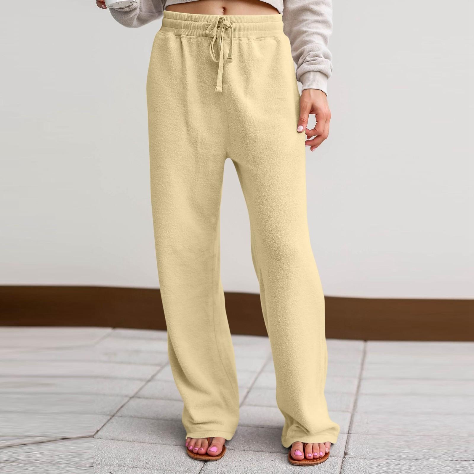 

Женские брюки с завязками на талии, широкие брюки, свободные, пушистые, повседневные брюки, повседневные брюки с высокой талией, брюки-джоггеры XL жёлтый