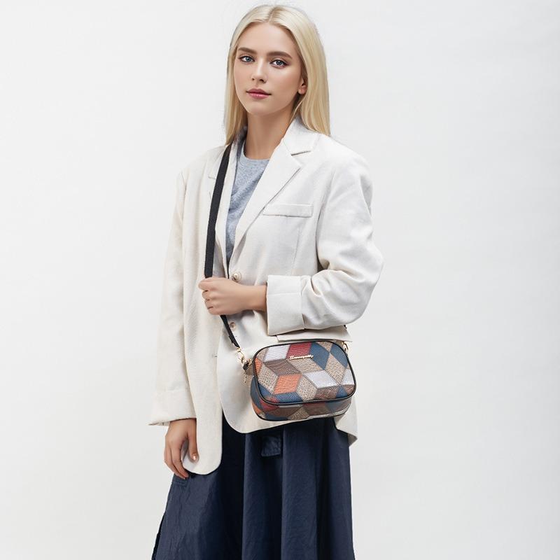 Three zipper versatile fashion messenger bag popular splicing women's shoulder bag casual letter mark change bag batch