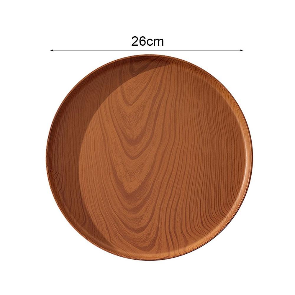 1Pcs Round Water Cup Tray Handmade Dishes Plate Durable Imitation Wooden Tray  Home Use