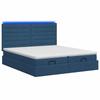 Ottoman Bed with Mattress and LED Blue 180 x 200 cm Fabric