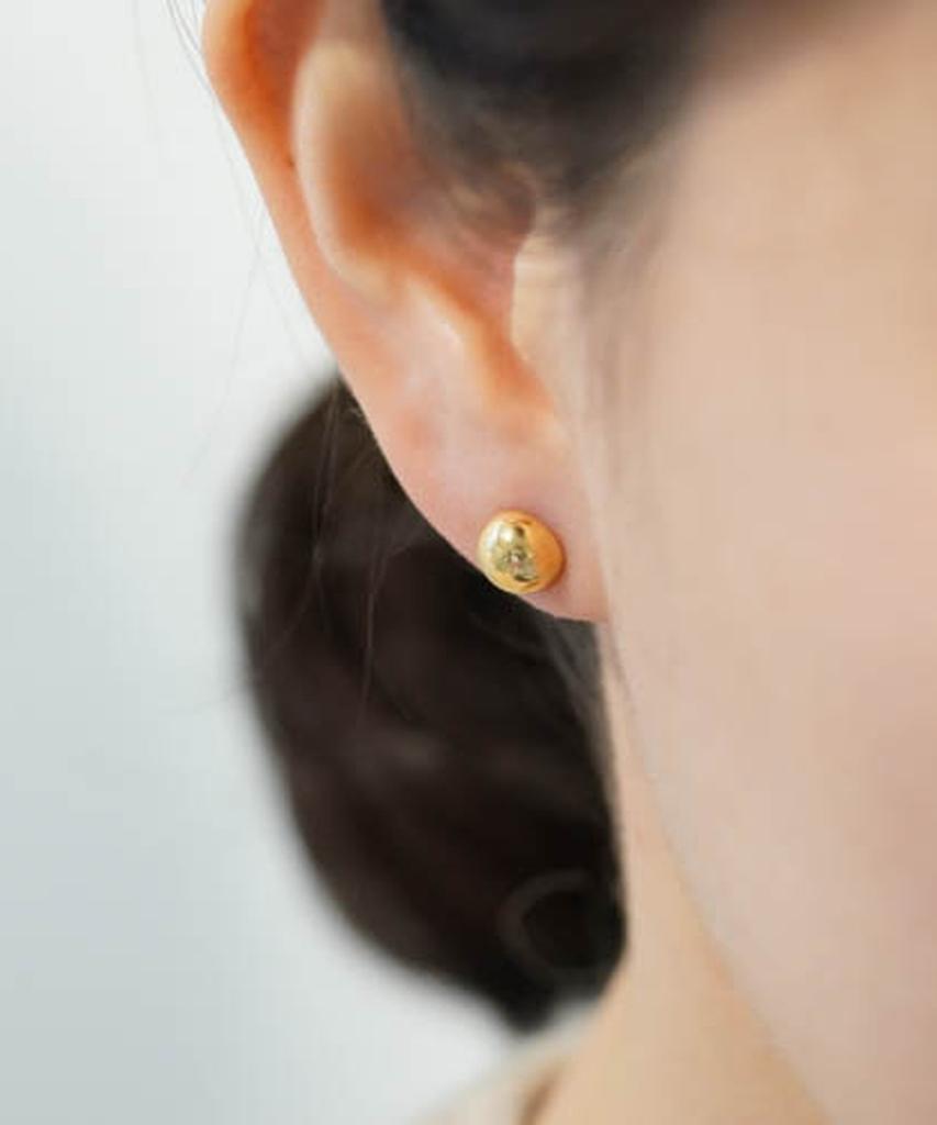 Alleun Silver 925 Ball Earrings Bold Hemispherical Convex