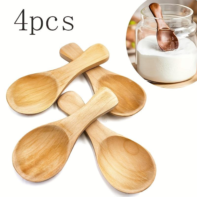 1/4 piezas Mini Cucharas de Madera Pequeña Cuchara para Especias Condimentos Azúcar Té Café Cuchara Mango Corto Cuchara de Madera Mermelada Mostaza Helado Cucharas de Madera Gadgets de Cocina