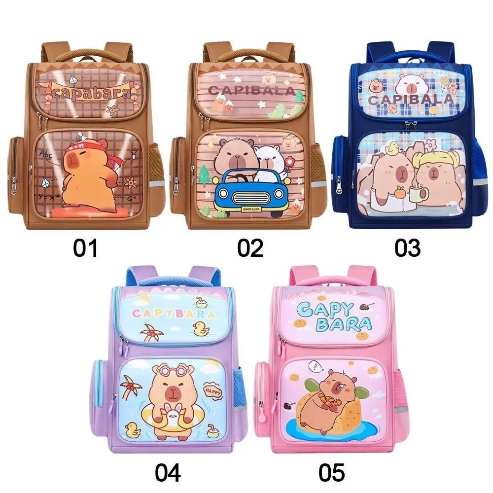Large Capacity Cartoon Animal  Bookbag Multi-pocket Capybara Backpack Capybara School Bag  Student
