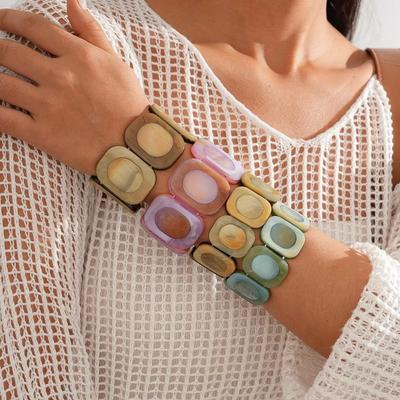 Resin Splicing Wristband Geometric Rendering Bracelets  Woman Daily Accessories