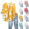 Tops de Verão Para Mulheres Blusas Fofas com Decote em V e Manga 3/4 Top com Estampa Floral Camisas Casuais